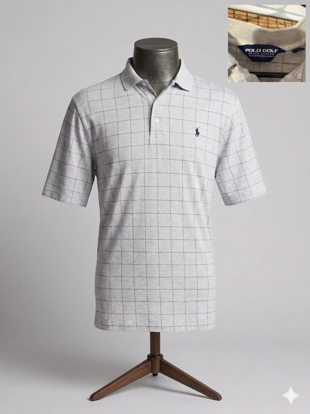 Polo Golf by Ralph Lauren Light Gray Windowpane Polo